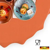 ANRO Tafelkleed Oranje linnenlook Meerkleurig Rond Ø100cm Rechte rand Afwasbaar Waterafstotend