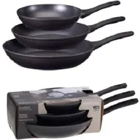 Koopman Set van 3 koekenpannen aluminium met zwarte PTFE-antiaanbaklaag