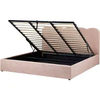 Beliani NANTERRE - Bed met opbergruimte - Pastelroze - 180 x 200 cm - Stof