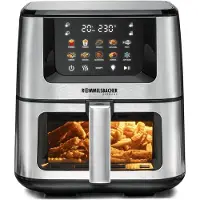 Rommelsbacher FRH 1850 Heteluchtfriteuse XXL, 7,5 liter, 10 programma's, 1570-1870 W, keramische PFAS-vrije anti-aanbaklaag, LED-touchscreen, kijkvenster met binnenverlichting
