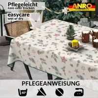 ANRO Tafelkleed Kerststerren Groen 280x140cm Met sierband Afwasbaar Waterafstotend Binnen & Buiten