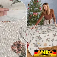 ANRO Tafelkleed Kerststerren Groen 220x140cm Rechte rand Afwasbaar Waterafstotend Binnen & Buiten