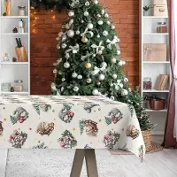 ANRO Tafelkleed Kerstman Groen 350x140cm Rechte rand Afwasbaar Waterafstotend Binnen & Buiten