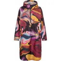 LAURASØN - Dames - Functionele regencape unisex print capuchon - Pruim - Maat 1