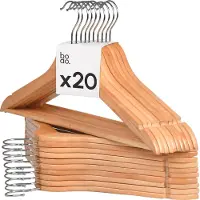 Bodo Kledinghangers Hout 20 Stuks – Massief Houten Kleerhangers met Brede Schouder – Draaibare Haak -