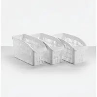 FollowMe | Koelkastorganizer smal model - Kast organizer - Koelkast bakje - Opbergbakje - Wit - 3 stuks
