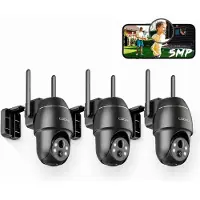 COOAU Beveiligingscamera Buiten 2K QHD, WiFi IP Camera met Nachtzicht, App Bediening, IP65 Waterdicht, 355°/90° Draaibaar 3pcs