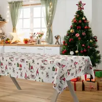 ANRO Tafelkleed Kerstkabouter Rood 280x140cm Rechte rand Afwasbaar Waterafstotend Binnen & Buiten