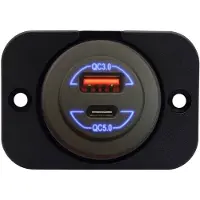 Proride USB-A/USB-C-autolader - 2 poorten - QC5.0 - 96W - Inbouw - 12-24V - Blauw