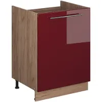 Vicco Wastafelkast Fame-Line, Bordeauxrode hoogglans/Goudkleurig Eiken, 60 cm