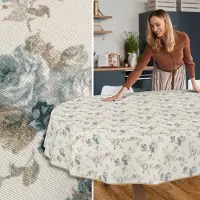 ANRO Tafelkleed Rozen Blauw Ovaal 180x140cm Met sierband Afwasbaar Waterafstotend Binnen & Buiten