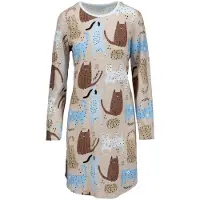 Ringella – Cat Print – Nachtkleed – 6511034 – Brown – Maat 46