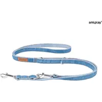 Amiplay Prestige Verstelbare Hondenlijn - Denim - Blauw - S - Breedte: 1 cm - Lengte: 100 - 200 cm