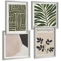 Tulup 4-Delige Schilderij Set - Botanische composities in boho-minimalistische stijl - 40 x 40 cm en 40 x 60 cm - Muurdecoratie - Schilderijen Set - Woonkamer - Decoratieve Schilderijen