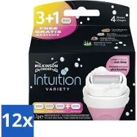 Wilkinson Sword 12 x - Navulmesjes - Intuition 2-in-1 Variety - Diverse Gevoelige Huidtypes - 4 mesjes - Scheermesjes - Scheermes - Scheerapparaat - Vrouwen Scheermes - Gevoelige Huid