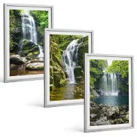 Tulup 4-Delige Schilderij Set - Watervallen in een groene omgeving met stenen en water. - 40 x 60 cm - Muurdecoratie - Schilderijen Set - Woonkamer - Moderne Wanddecoratie
