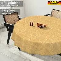 ANRO Tafelkleed Effen linnenlook Meerkleurig Rond Ø140cm Met sierband Afwasbaar Waterafstotend