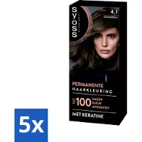 Syoss 5 x - Coloration 4-1 Middenbruin - Haarverf - Grijsdekking - Vermindert Haarbreuk - Haarverf - Permanent Haarkleuren - Grijsdekking - Haarverf 4-1 - Haarverf Middenbruin
