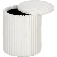 HOMCOM Opberghocker-Ribstof, Multiplex-35L x 35B x 45H cm-Wit