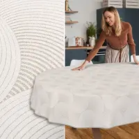 ANRO Tafelkleed Grijze cirkels Beige Ovaal 200x140cm Met sierband Afwasbaar Waterafstotend