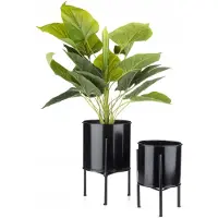 HowHomely Moderne zwarte metalen plantenstandaard 24 cm - Stijlvolle Loft Decoratie