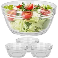 Kadax glazen schalen ⌀ 17 cm, set van 3, glazen slakommen, soepkommen, serveerschalen voor salade, dessert, fruit, hapjes en bijgerechten, dessertschalen