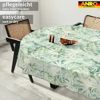 ANRO Tafelkleed Bladeren Beige Ovaal 200x140cm Met sierband Afwasbaar Waterafstotend Binnen & Buiten