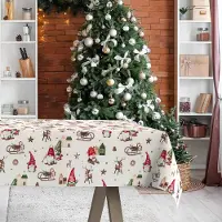 ANRO Tafelkleed Kerstkabouter Rood 140cm x 20m Rechte rand Afwasbaar Waterafstotend Binnen & Buiten
