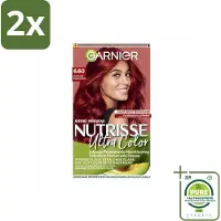 Garnier - Nutrisse Ultra Color 6.60 - Haarkleuring - Vurig Rood - Voedend - Permanente Kleur - Voordeelverpakking - 2 stuks - Haarverf - Permanente haarkleuring
