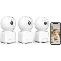 Zree 3MP WiFi IP Beveiligingscamera Binnen, Draaibare Camera met Zoom, Nachtzicht en Tweeweg Audio 3PCS