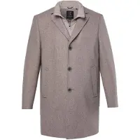 JP 1880 - Heren - Mantel van een wolmix wol nylon inzetstuk reverskraag tot 7XL - Beige - Maat XXL