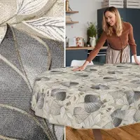 ANRO Tafelkleed Palladium Grijs Ovaal 200x140cm Met sierband Afwasbaar Waterafstotend