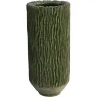 Ptmd Jacyln Moss Green Cement Vase Round High Stripes L