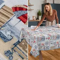 ANRO Tafelkleed Maritiem Meerkleurig 180x140cm Met sierband Afwasbaar Waterafstotend Binnen & Buiten