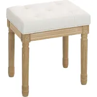 HOMCOM Foot Stool-Polyester, Rubberhout-42L x 32B x 46,5H cm-Beige