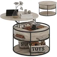 HOMCOM Salontafel-Metaal, spaanplaat-80 x 80 x 61,5 cm-Eiken
