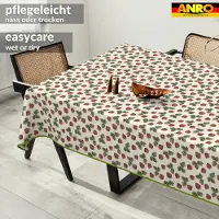 ANRO Tafelkleed Ornamentele bloemen Beige 240x140cm Met sierband Afwasbaar Waterafstotend