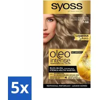 Syoss 5 x - Oleo Intense 7-58 Cool Beige Blond - Haarverf - Zonder Ammoniak - Grijsdekking - Langdurige Kleur - Haarverf - Permanent Haarkleuring - Grijsdekking - Zonder Ammoniak - Olie-formule