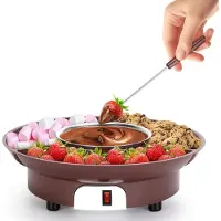 COOAU Chocolade Fondue - Kaasfondue - Hotpot Electrisch - Oververhittingsbeveiliging - Automatische Temperatuurregeling - Bruin