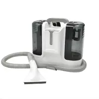 Happiq Tapijtreiniger – Draagbaar – Moderne Carpet Cleaner met 6 Reinigingskoppen voor Sofa’s, Tapijten, Gordijnen, Bedden en Kussens – 33,5×23,5×33,5 cm – Lichtgrijs