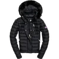 Superdry Fuji Slim Double Ziphood Sportjas casual - Maat L - Vrouwen - zwart