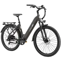 TTGO C5 Elektrische Fiets – 250W Motor – 48V 13.5Ah Accu – 90-110 km Bereik – 27.5"×2.4" Banden – Drievoudige Vering – Shimano 7s – Hydraulische Schijfremmen - Grijs