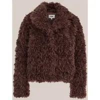 We fashion - Dames jas van imitatiebont - Regular fit - Donkerbruin - Maat: S