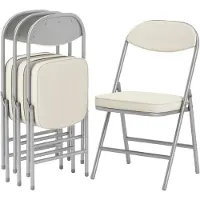HOMCOM Folding Chair Polyester, Staal 48,5L x 45B x 82H cm Crèmewit