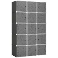 HOMCOM - DIY Kledingkast - Kunststof - Metaal - Zwart