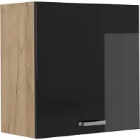Vicco Hangkast R-Line, Zwart hoogglans/Goudkleurig Eiken, 60 cm met 1 deur