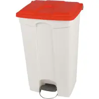 Probbax Pedaalemmer - Container met deksel - Verrijdbaar - HACCP - 90 liter - Rood