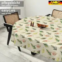 ANRO Tafelkleed Ornamenten Beige Ovaal 220x140cm Met sierband Afwasbaar Waterafstotend