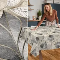 ANRO Tafelkleed Palladium Grijs 180x140cm Met sierband Afwasbaar Waterafstotend Binnen & Buiten