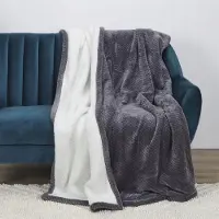 Intesi Sherpa Deken Grijs 180x220cm - Dik Gewatteerd Polyester